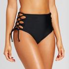Women's Lace-up Cheeky High Waist Bikini Bottom - Xhilaration Black
