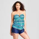 Maternity V Wire Tankini - Isabel Maternity By Ingrid & Isabel Turquoise Aztec L, Women's, Blue