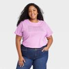 Women's Plus Size Short Sleeve Knit Graphic T-shirt - Ava & Viv Pink