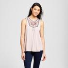 Women's Embroidered Tie Neck Tank - Knox Rose Dusty Lilac