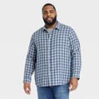 Men's Big & Tall Double Weave Long Sleeve Button-down Shirt - Goodfellow & Co Navy Blue