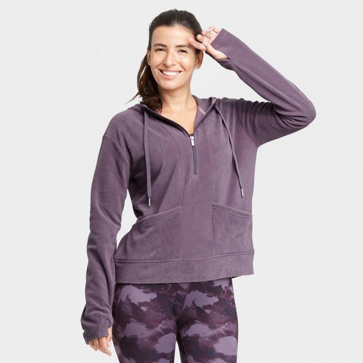 Women's Microfleece Pullover Sweatshirt - All In Motion Dark Purple