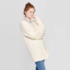 Women's Long Sleeve Ribbed Cuff Chunky Open Layering Cardigan - Universal Thread Cream
