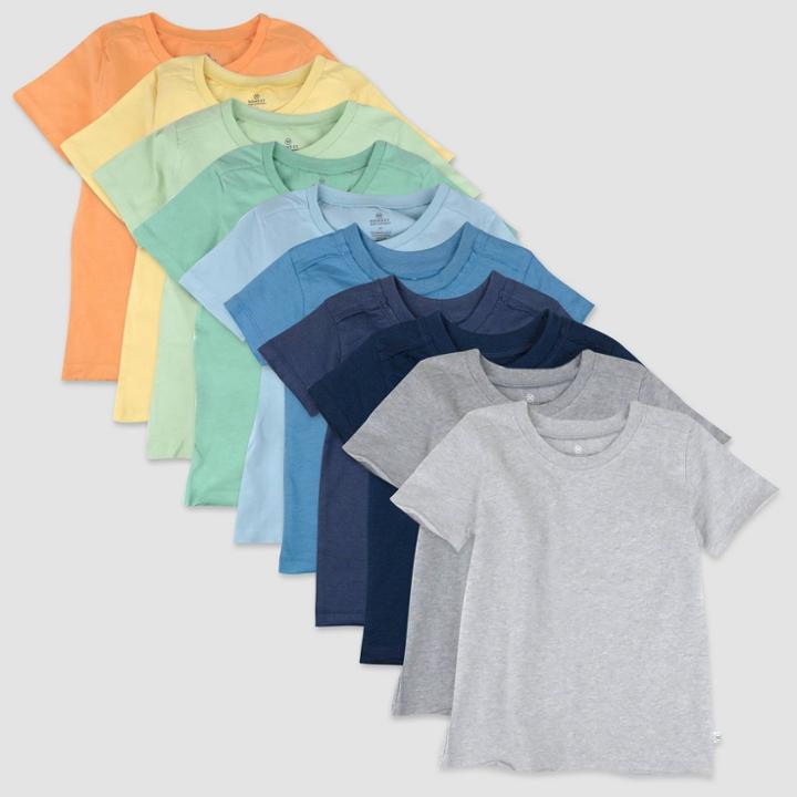 Honest Baby Toddler Boys' 10pk Short Sleeve T-shirt - Rainbow