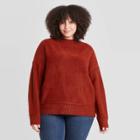 Women's Plus Size Mock Turtleneck Pullover Sweater - Universal Thread Burgundy