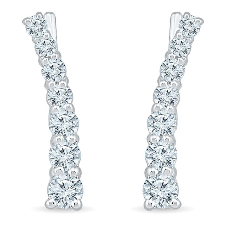 Target Created White Sapphire Prong Set Journey Climber Earring In Sterling