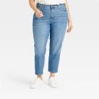 Women's Plus Size High-rise Slim Straight Cropped Jeans - Universal Thread Medium Blue