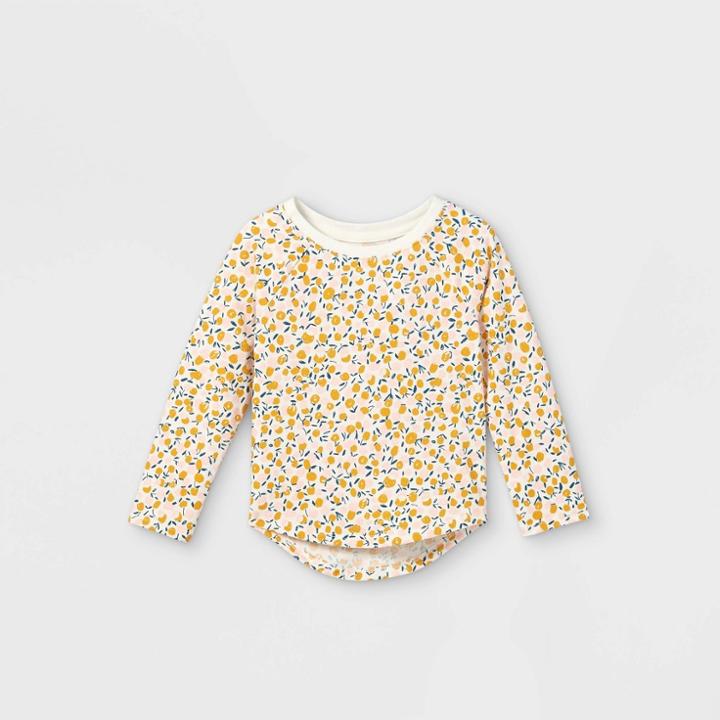 Toddler Girls' Floral Long Sleeve T-shirt - Cat & Jack Cream