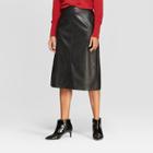 Women's Faux Leather Midi Skirt - Prologue Black
