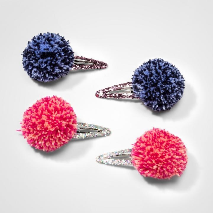 Toddler Girls' 4pk Pom Hair Clips - Cat & Jack Purple/pink