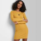 Women's Long Sleeve Bodycon With Embroidery Dress - Wild Fable Yellow