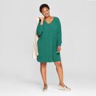 Women's Plus Size Polka Dot Shift Dress - Ava & Viv Green