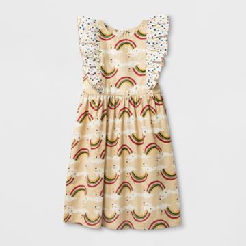 Happy By Pink Chicken Girls' Rainbow Print Shift Dress - Brown