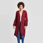 Women's Balloon Long Sleeve Open Cardigan - Knox Rose Red