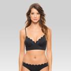 Women's Scalloped Underwire Longline Bikini Top Onyx Xs - Vanilla Beach, Black/white
