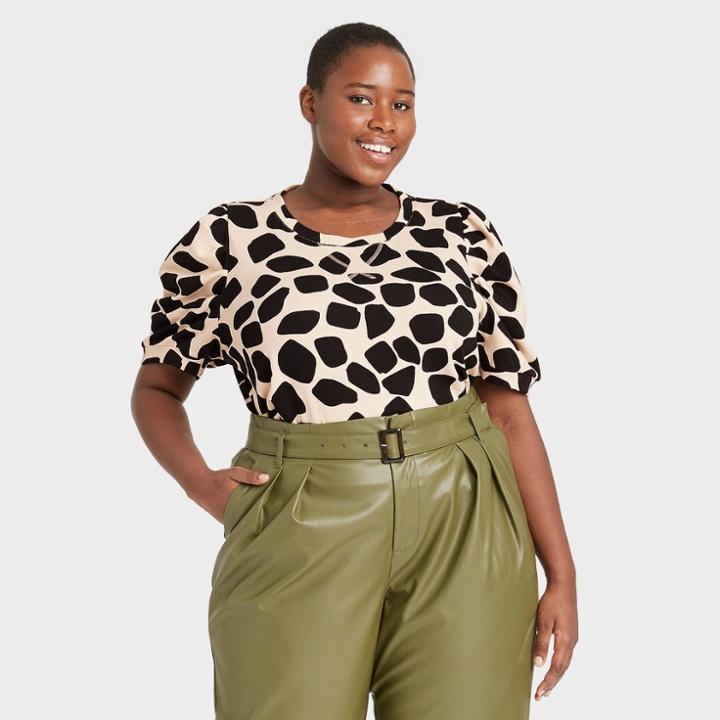 Women's Plus Size Puff Elbow Sleeve Sweatshirt - Who What Wear Cream