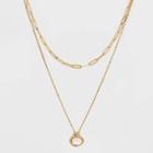 Layered Gold Dipped With Semi-precious Mother Of Pearl Quartz Chain Necklace - A New Day White
