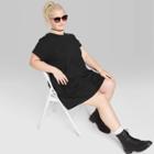 Women's Plus Size Short Sleeve Crew Neck Knit Babydoll T-shirt Mini Dress - Wild Fable Black 1x, Women's,