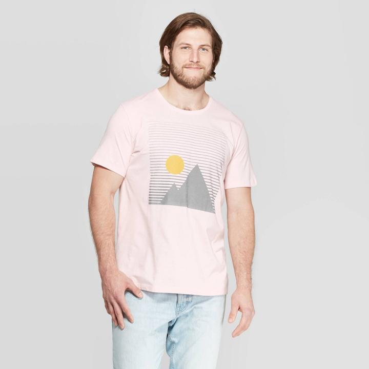 Petitemen's Big & Tall Standard Fit Short Sleeve Geo Mountain Graphic T-shirt - Goodfellow & Co Dusk Pink