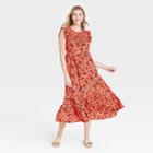 Women's Floral Print Ruffle Sleeveless Dress - Universal Thread Coral