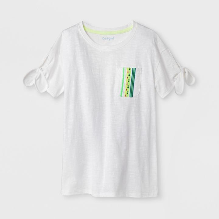 Girls' Tie Sleeve T-shirt - Cat & Jack White