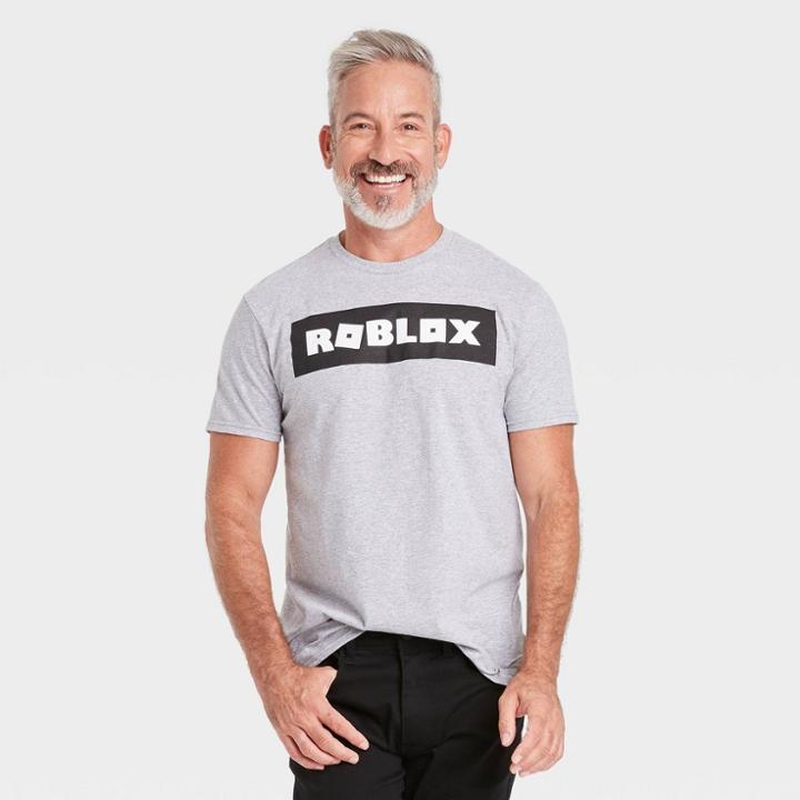 Men's Roblox Logo Short Sleeve T-shirt - Gray