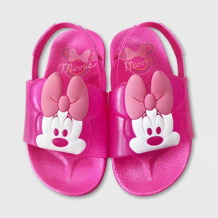 Girls' Disney Minnie Mouse Slide Sandals - Pink 5-6 - Disney