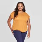 Women's Plus Size Cuffed Short Sleeve Crewneck T-shirt - Ava & Viv Rust (red)