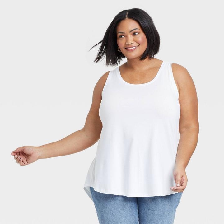 Women's Plus Size Jersey Tank Top - Ava & Viv White