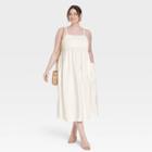 Women's Plus Size Spaghetti Strap Smocked Dress - A New Day White