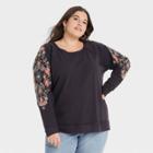 Women's Plus Size Embroidered Sweatshirt - Knox Rose Black