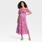 Elbow Sleeve Maternity Dress - Isabel Maternity By Ingrid & Isabel Violet Floral M, Purple Floral