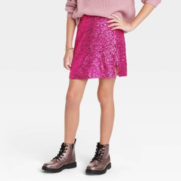 Girls' Notch Front Sequin Skirt - Art Class Pink