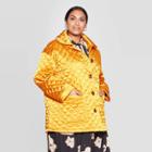 Women's Plus Size Long Sleeve Quilted Satin Jacket - Who What Wear Yellow 1x, Women's,