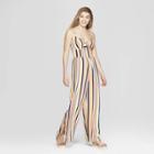 Women's Striped Strappy Front Tie Jumpsuit - Xhilaration Gold/navy