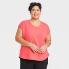 Women's Plus Size Cap Sleeve T-shirt - All In Motion Coral Orange