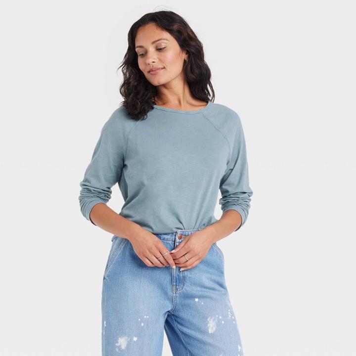 Women's Long Sleeve T-shirt - Universal Thread Blue