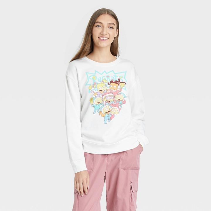 Nickelodeon Women's Holiday Rugrats Graphic Sweatshirt - White