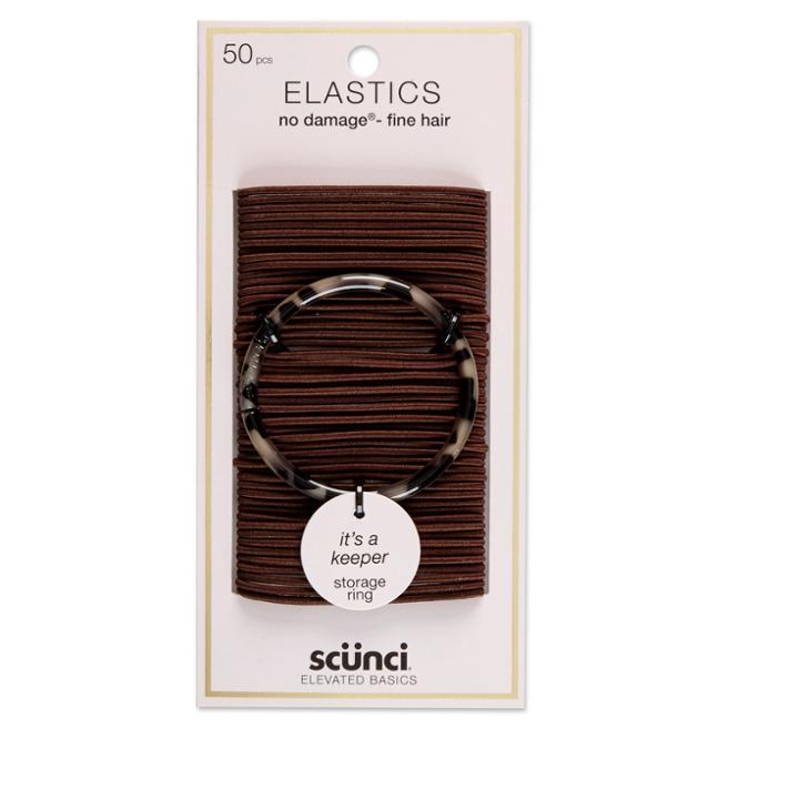 Scunci 2mm No Damage Elastics - Brown