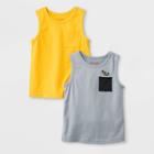Toddler Boys' Jersey 2pk Tank Top - Cat & Jack Platinum/yellow 4t, Boy's, Gray