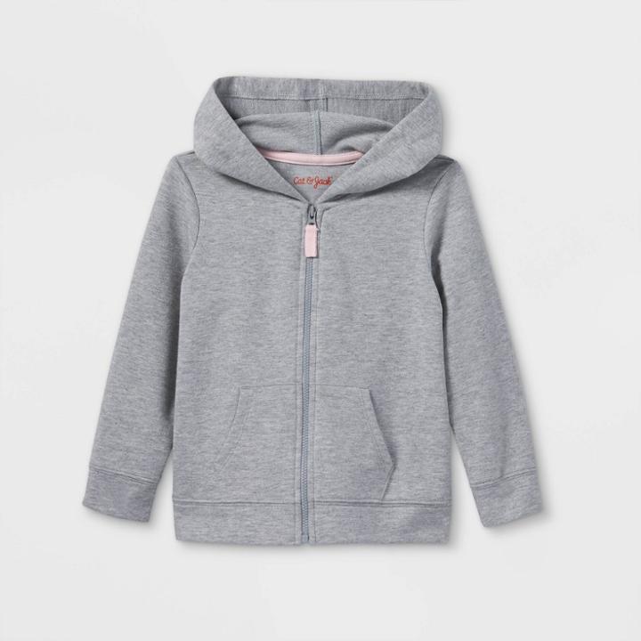 Toddler Girls' Knit Zip-up Hoodie Sweatshirt - Cat & Jack Gray
