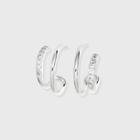Sterling Silver Cubic Zirconia Faux Duo Stud Hoop Earrings - A New Day