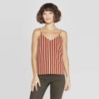 Women's Striped Sleeveless V-neck Crepe Cami - A New Day Brown