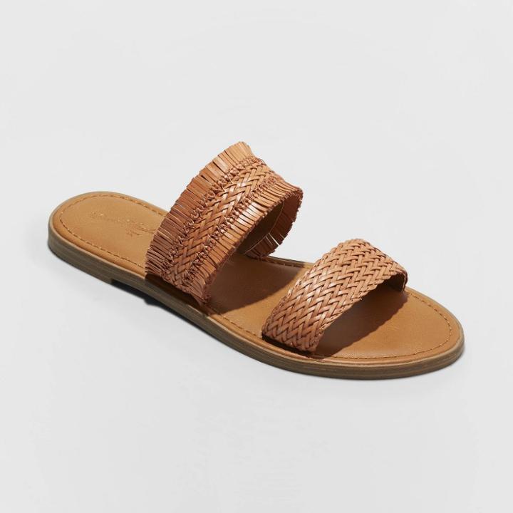 Women's Elizabeth Woven Two Strap Slide Sandal - Universal Thread Coral (pink)