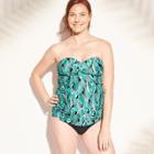 Maternity Printed Bandeau Tankini Top - Isabel Maternity By Ingrid & Isabel Black/green/pink S, Women's,