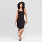 Women's Casual Fit Sleeveless Crewneck Rib Knit Shift Dress - A New Day Black