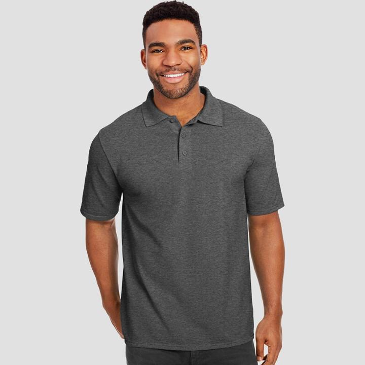 Hanes Men's Big & Tall Short Sleeve X-temp Performance Pique Polo Shirt - Charcoal Heather