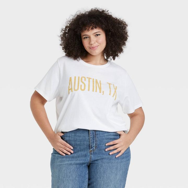 Grayson Threads Women's Plus Size Austin Short Sleeve Graphic T-shirt - White