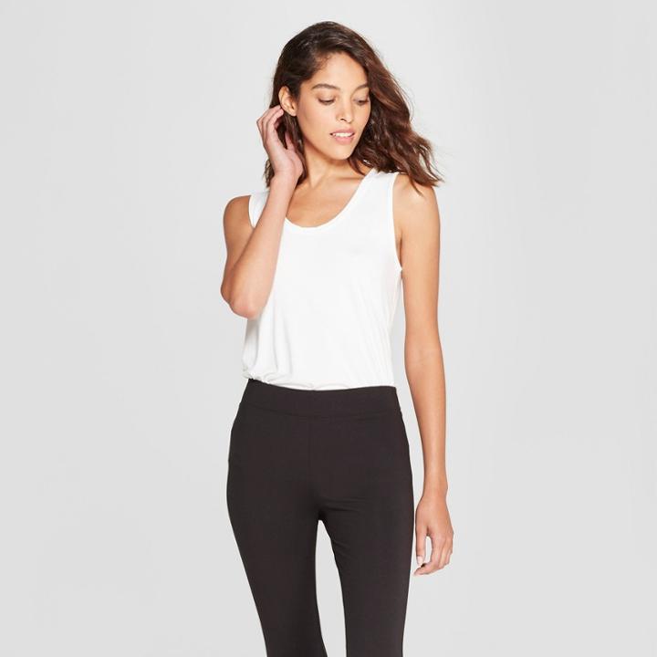 Women's Relaxed Scoop Neck Tank - A New Day White