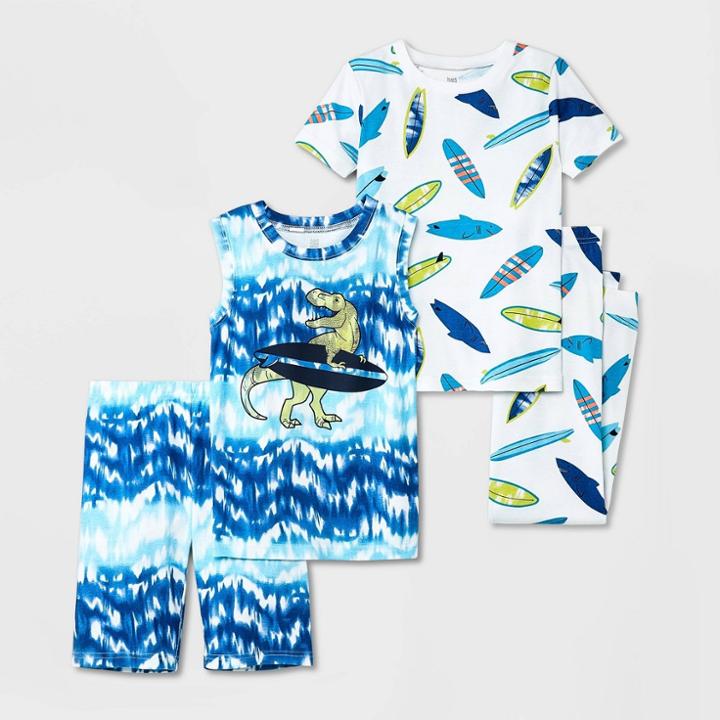 Carter's Just One You Boys' 4pc Dino-surf Pajama Set - Blue/white